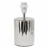 Simple Designs 11.61in Tall Ruffled Metallic Chrome Capsule Bedside Table Desk Lamp with White Drum Fabric Shade LT1132-CHR